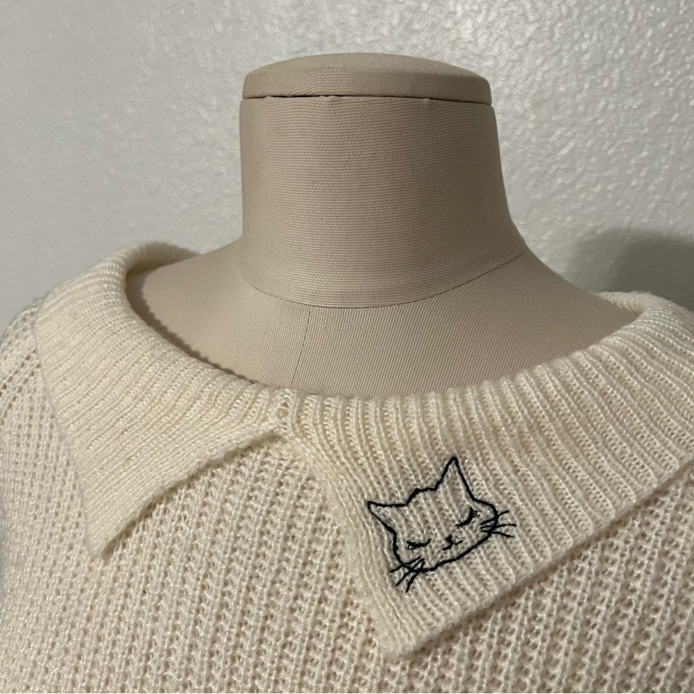 Secret Honey Otome Girly Kei Jirai Coquette Lolita Harajuku Gyaru Cream Sweater - Picture 10 of 13